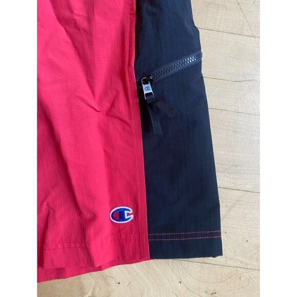 CHAMPION Drawstring hybrid shorts red black athletic mens - Picture 3 of 8